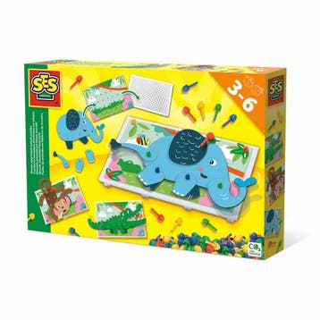 SES Mozaïek pinnenbord dieren puzzels (Knutselpakketten), Verzenden, Nieuw, Knutselen