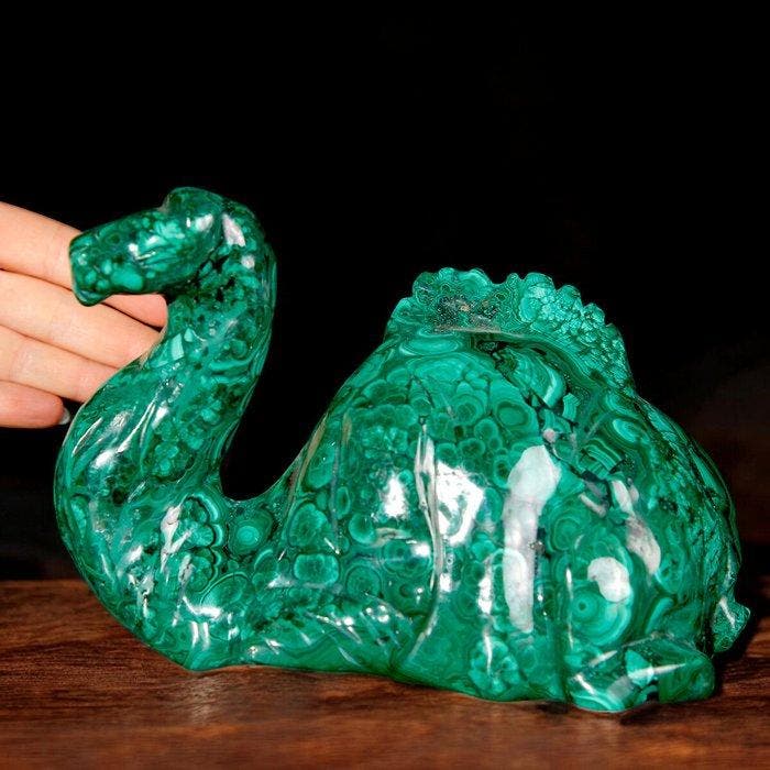 Malachietsculptuur - AAA-Kwaliteit - Natuurlijke, Antiek en Kunst, Curiosa en Brocante