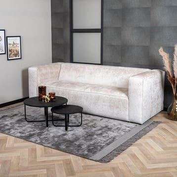 50% Korting: 3-zits bank Memphis stof chenille wit/beige, Huis en Inrichting, Banken | Bankstellen, Ophalen, Zo goed als nieuw