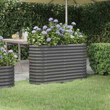 vidaXL Plantenbak 114x40x68 cm gegalvaniseerd staal grijs, 100 cm of meer, Verzenden, Nieuw, Metaal