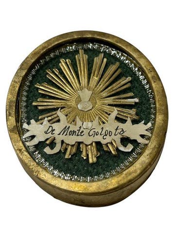 Reliekhouder - Brons, Gouden cartouche, Glas - 20e eeuw - De