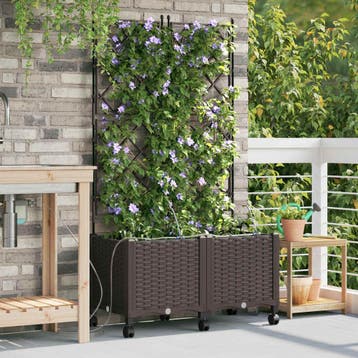 vidaXL Tuin Pot met Irrigatie en Wielen 2 st Bruin 80 x 40 x, Verzenden, Nieuw, Minder dan 60 cm, 60 cm of meer