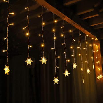 Led lichtgordijn kerst - 3 meter - 18 sneeuwvlokken - warm, Diversen, Ophalen of Verzenden, Nieuw