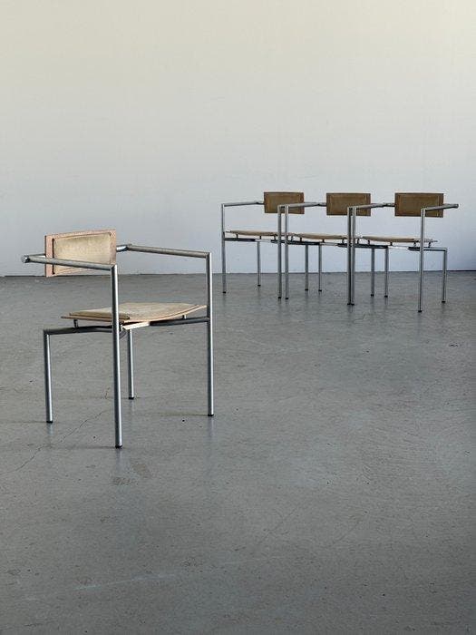 Thonet - Stoel (4) - suède, Antiek en Kunst, Antiek | Meubels | Stoelen en Banken