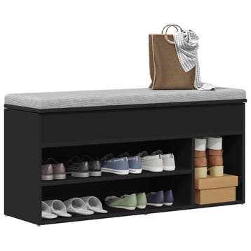 vidaXL Schoenenbank 102x30,5x45 cm bewerkt hout zwart, Verzenden, Nieuw