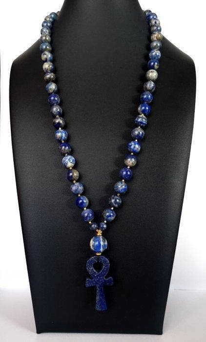 Lapis lazuli - Halsketting - Divin et Royal - Ankh-kruis, Antiek en Kunst, Antiek | Boeken en Bijbels