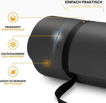 Yogamat - Fitness mat - Sportmat - Yoga mat extra dik - Zwar, Verzenden, Zo goed als nieuw