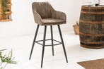 Elegante barkruk TURIN vintage taupe met decoratieve, Ophalen of Verzenden, Nieuw
