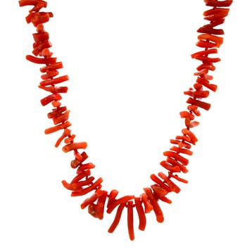 Vintage bloedkoraal collier met gouden sluiting 14 krt, Ophalen of Verzenden, Nieuw
