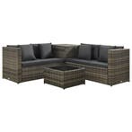 vidaXL 4-delige Loungeset met kussens poly rattan grijs, Verzenden, Nieuw, 4 zitplaatsen, Loungeset