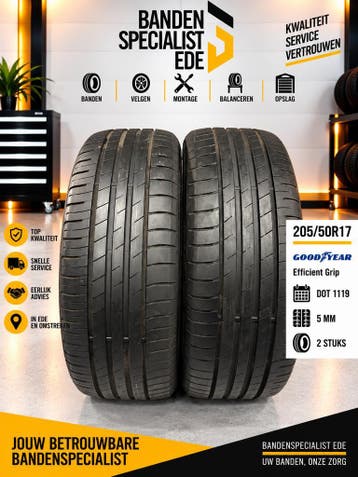 205/50/17 GOODYEAR EFFICIENT GRIP 5MM 2 STUKS €120,- (1119, Ophalen, Gebruikt, 17 inch, 205 mm