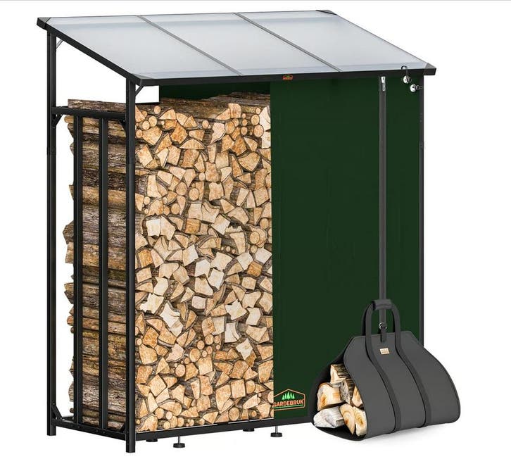 Brandhoutrek Antraciet 198x163x70cm met zeil + draagtas, Tuin en Terras, Tuinhuizen, Nieuw, Verzenden