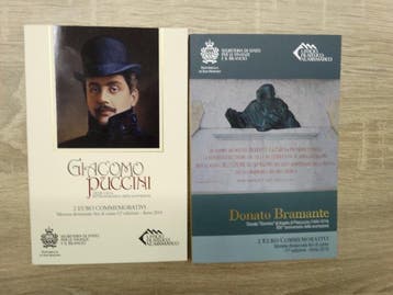 San Marino. 2 Euro 2014 Puccini + Bramante (2 stuks)