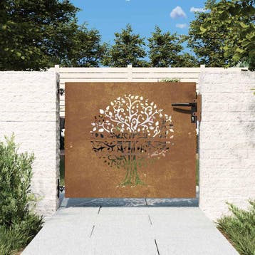vidaXL Poort 85x75 cm boomontwerp cortenstaal, Tuin en Terras, Tuinpoorten, Verzenden, Nieuw