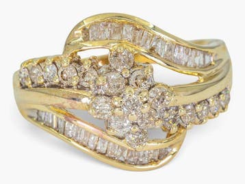Ring - 14 karaat Geel goud - 1.00ct. tw. Diamant, Nieuw