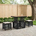 vidaXL Tuin eettafelset met kussen 3 pcs Zwart en Crème poly, Verzenden, Nieuw, Rotan, 3 zitplaatsen