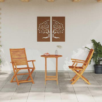 vidaXL Vouw Bistro Set 3 st Bruin Massief Acaciahout, Verzenden, Nieuw, 3 zitplaatsen