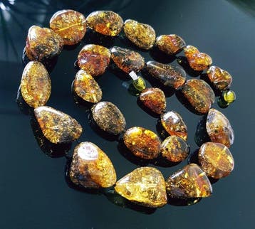 Amber Barnsteenketting - Vintage Echt Groene