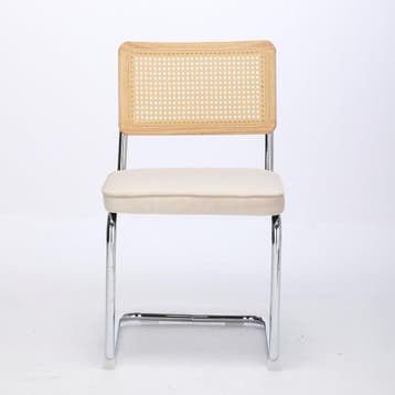 Eetkamerstoelen - Set van 2 - Met Rugleuning - Fluweel - Bei, Verzenden, Zo goed als nieuw