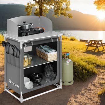 Aluminium kampeerkeuken 76 x 53,5 x 107 cm - grijs, Caravans en Kamperen, Kampeeraccessoires, Verzenden, Nieuw