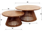 Hoyz Tweak - Salontafel - Massief Mango - Zandkleur (set van, Huis en Inrichting, Tafels | Bijzettafels, Verzenden, Nieuw
