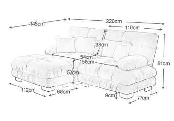 Cloud Corner Sofa – Chenille Bank met Kussens en Ottoman, Verzenden, Nieuw