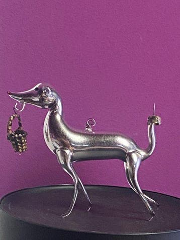 Glashütte Sitzendorf - Kerstballen - Glas - Hond met mandje, Diversen, Nieuw