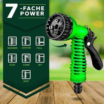 Flexibele Tuinslang - Inc. sproeikop - 60 meter - Groen - TR, Verzenden, Zo goed als nieuw