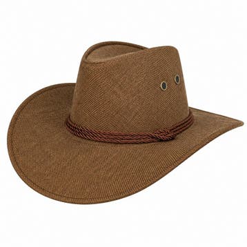 Cowboyhoed - Western Hoed - Linnenlook - Bruin, Kleding | Dames, Nieuw
