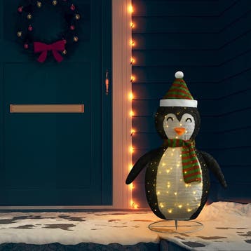 vidaXL Kerstpinguïn decoratief LED 120 cm luxe stof, Verzenden, Nieuw