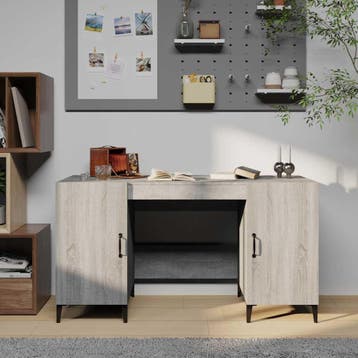 vidaXL Bureau 140x50x75 cm bewerkt hout grijs sonoma, Verzenden, Nieuw