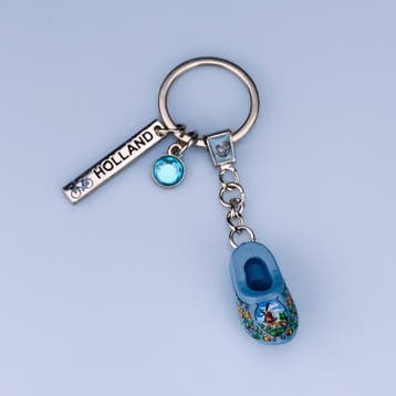 Sleutelhanger houten klomp met bedels Holland - licht blauw, Ophalen of Verzenden, Nieuw
