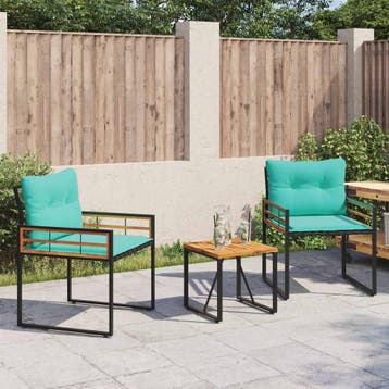 vidaXL Buitenmeubelset 3 st Turquoise, Tuin en Terras, Tuinsets en Loungesets, Verzenden, Nieuw, 3 zitplaatsen