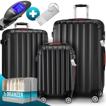 Reiskoffers Baseline 3-delige Zwart ABS accessoires, Verzenden, Nieuw