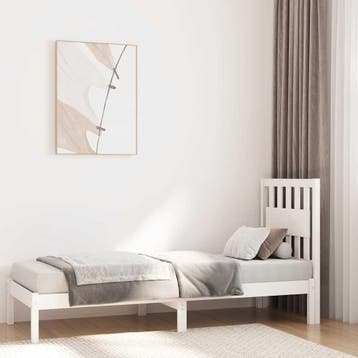 vidaXL Bedframe massief grenenhout wit 75x190 cm, Eenpersoons, Verzenden, Wit, Nieuw
