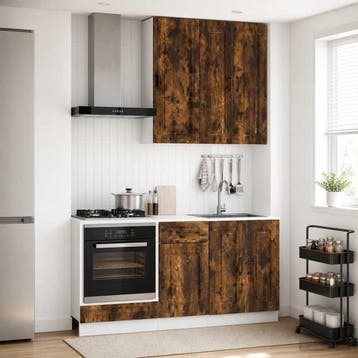 vidaXL Keukenblok KALMAR 5 pcs Gerookt eiken Bewerkt hout, Verzenden, Nieuw, Bruin