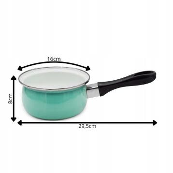 Emaille Steelpan 1,3 Liter – Sauspan 16 cm met Lang Handvat, Huis en Inrichting, Keuken | Potten en Pannen, Ophalen of Verzenden
