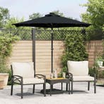 vidaXL Parasol met LEDs en stalen paal 225x225x212 cm zwart, Verzenden, Nieuw, 2 tot 3 meter