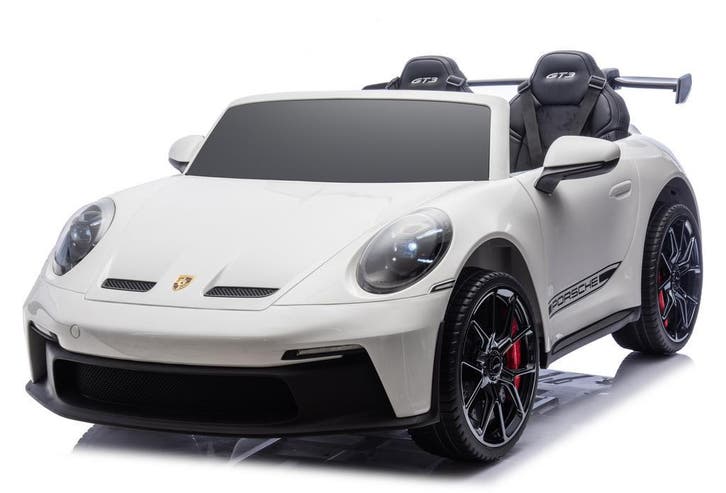 Kinderauto PORSCHE GT3 wit,2 zitter, leder, eva, FM, BT, Kinderen en Baby's, Speelgoed | Buiten | Accuvoertuigen, Nieuw, Ophalen of Verzenden
