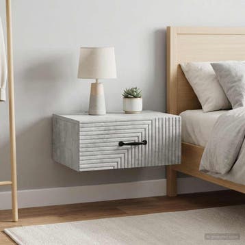 vidaXL Wandbeugel Bedkast 2 st Betongrijs 49 x 34,5 x 20 cm, Minder dan 45 cm, Verzenden, Nieuw, Minder dan 55 cm