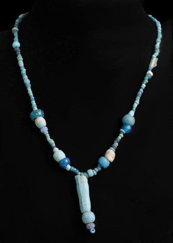 Oud-Romeins Lichtblauw glas Kralenketting (Zonder