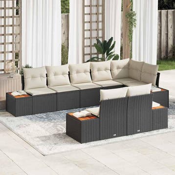 vidaXL Tuinbankenset 8 st Zwart Poly riet, Tuin en Terras, Verzenden, Nieuw, 8 zitplaatsen