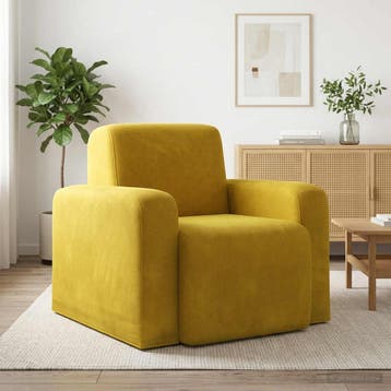 vidaXL Fauteuil Geel fluweel, Verzenden, Nieuw