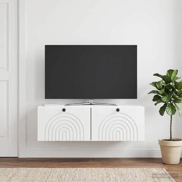 vidaXL Wandbeugel TV-kast Hoogglans Wit 98 x 41 x 30 cm, Minder dan 50 cm, Verzenden, Nieuw, Minder dan 100 cm