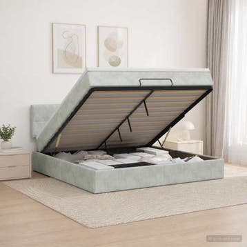 vidaXL Ottoman bed met matras Lichtgrijs 180 x 200 cm, Verzenden, Nieuw, Stof