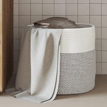 vidaXL Opbergmand Ø 40x35 cm katoen grijs en wit, Verzenden, Nieuw