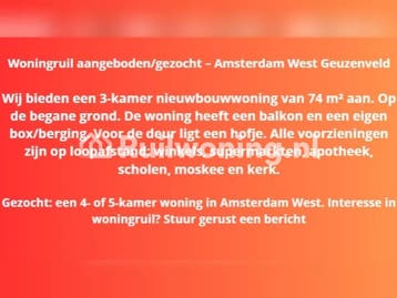 Woningruil Amsterdam (Noord-Holland), Amsterdam