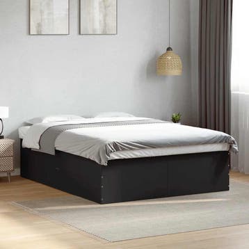 vidaXL Bedframe bewerkt hout zwart 150x200 cm, Verzenden, Zwart, Overige maten, 200 cm
