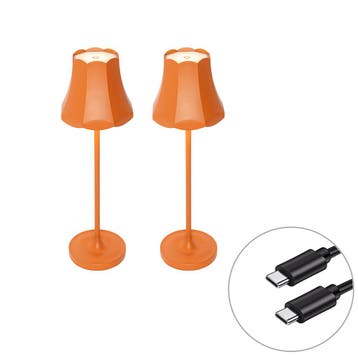 Set van 2 retro tafellampen oranje oplaadbaar IP44 - Granny, Verzenden, Nieuw