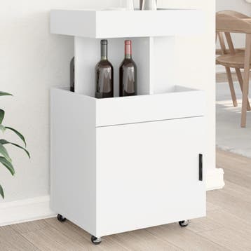 vidaXL Drankkar 50x41x89 cm bewerkt hout wit, Minder dan 50 cm, Verzenden, Nieuw, Minder dan 100 cm